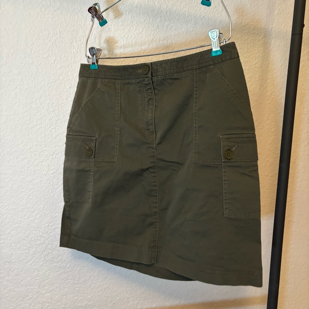 Loft Women’s Cargo Utility Skirt Size 10 Stretch. Army Green. Cotton / Spandex - Picture 5 of 8